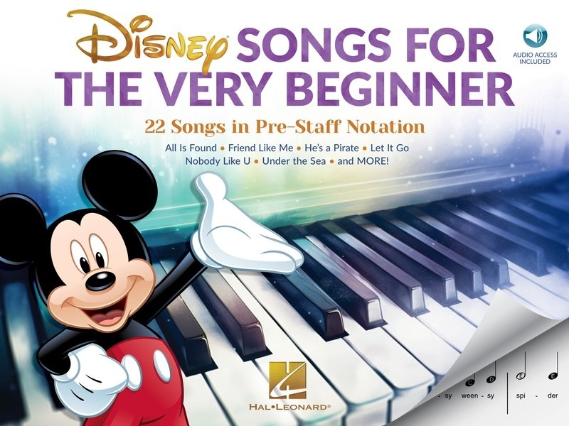 DISNEY SONGS FOR THE VERY BEGINNER PRE READING PIANO BK/OLA