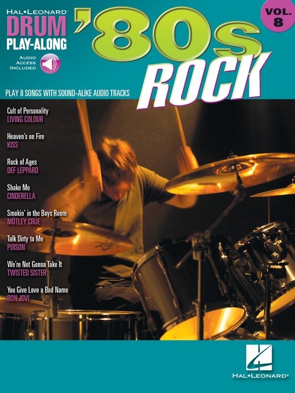 80S ROCK DRUM PLAYALONG V8 BK/OLA