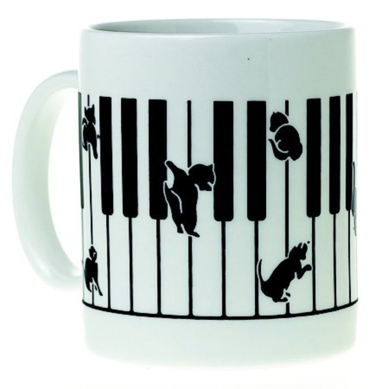 Mug Music Design Kitten on Keyboard