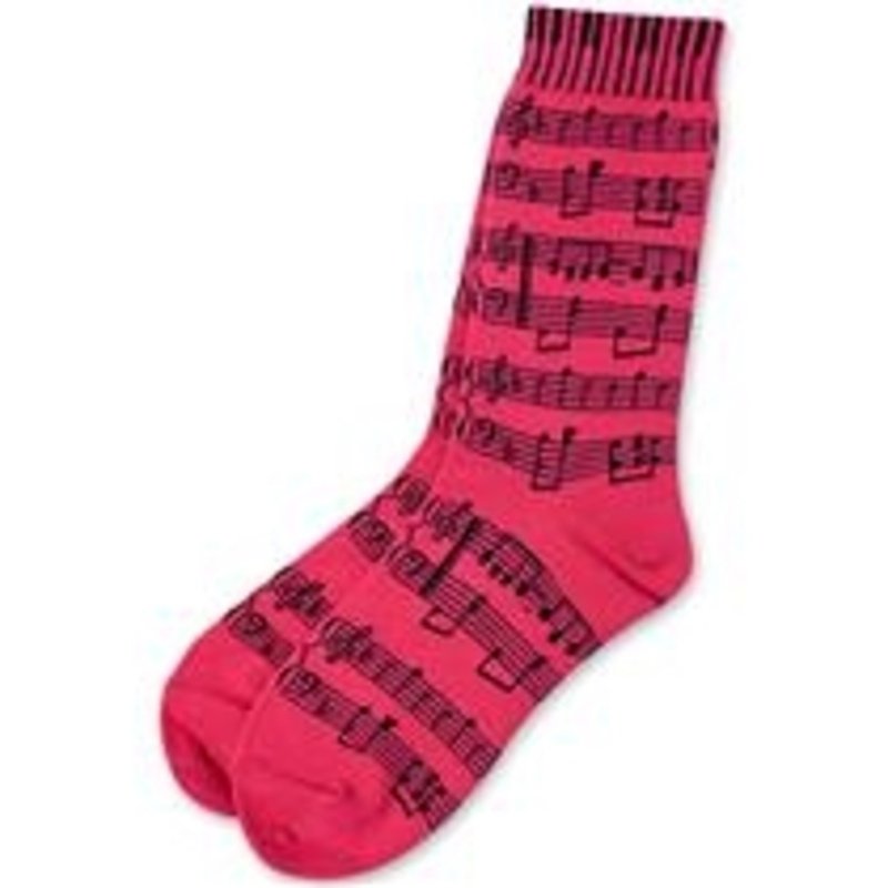 Pink Staff & Keyboard Ladies Socks Sizes 9-11