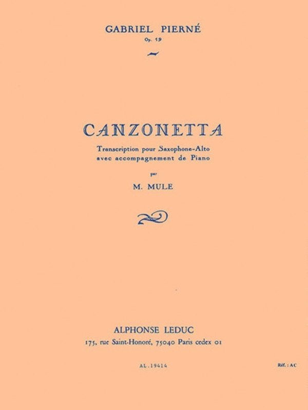 Pierne - Canzonette Op 19 Alto Sax/piano