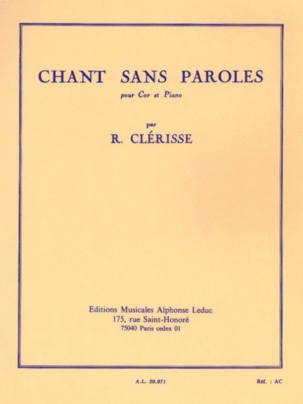 Clerisse - Chant Sans Paroles for French Horn/piano