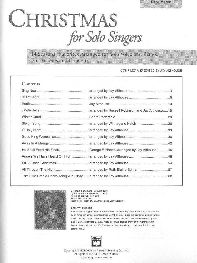 Christmas for Solo Singers Medium Low Cd