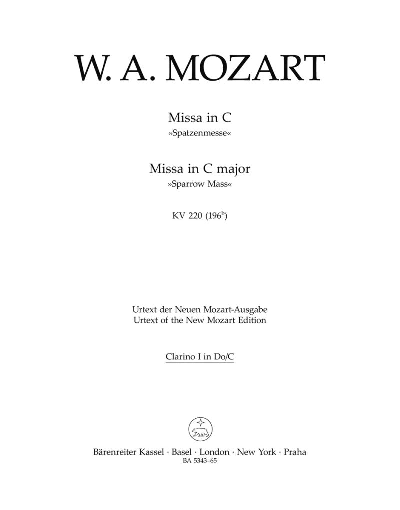 Mozart - Missa C Major K 220 Sparrow Mass Wind Set