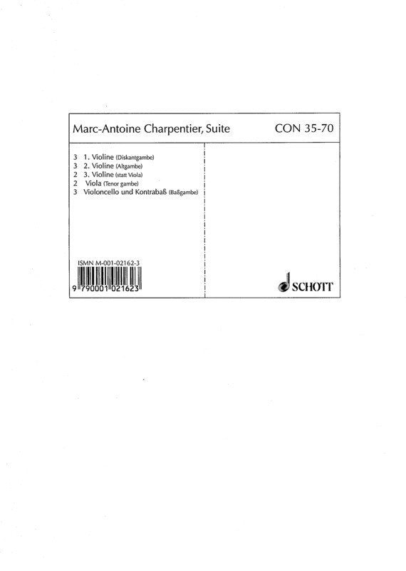 Charpentier - Suite D Minor Set of Parts