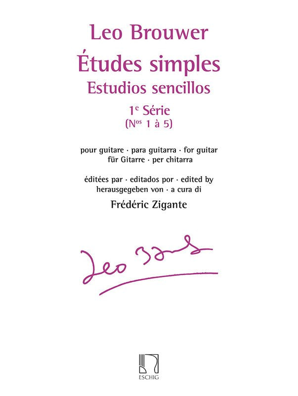 Brouwer - Etudes Simples Vol 1 Nos 1-5 Guitar