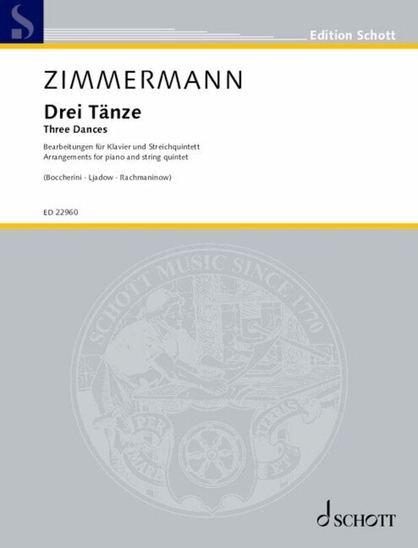 3 Dances Arrangements Vol 2 for Piano/string Quintet Sc/pts