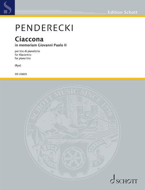 Ciaccona in Memoriam Giovanni Paolo Ii Piano Trio Sc/pts