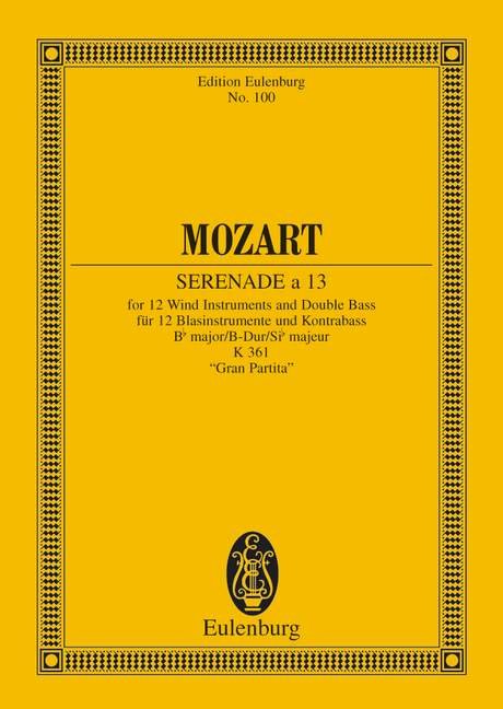 Mozart - Serenade a 13 No 10 B Flat Major K 361 Study Score