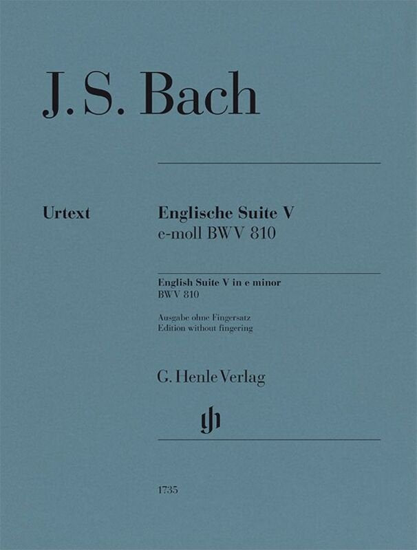 Bach - English Suite No 5 E Minor Bwv 810 Piano No Fingering