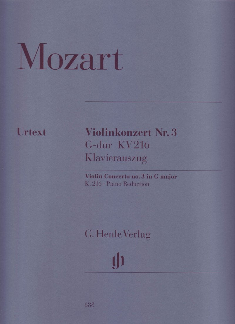 Mozart - Concerto No 3 G K 216 Violin/piano Urtext