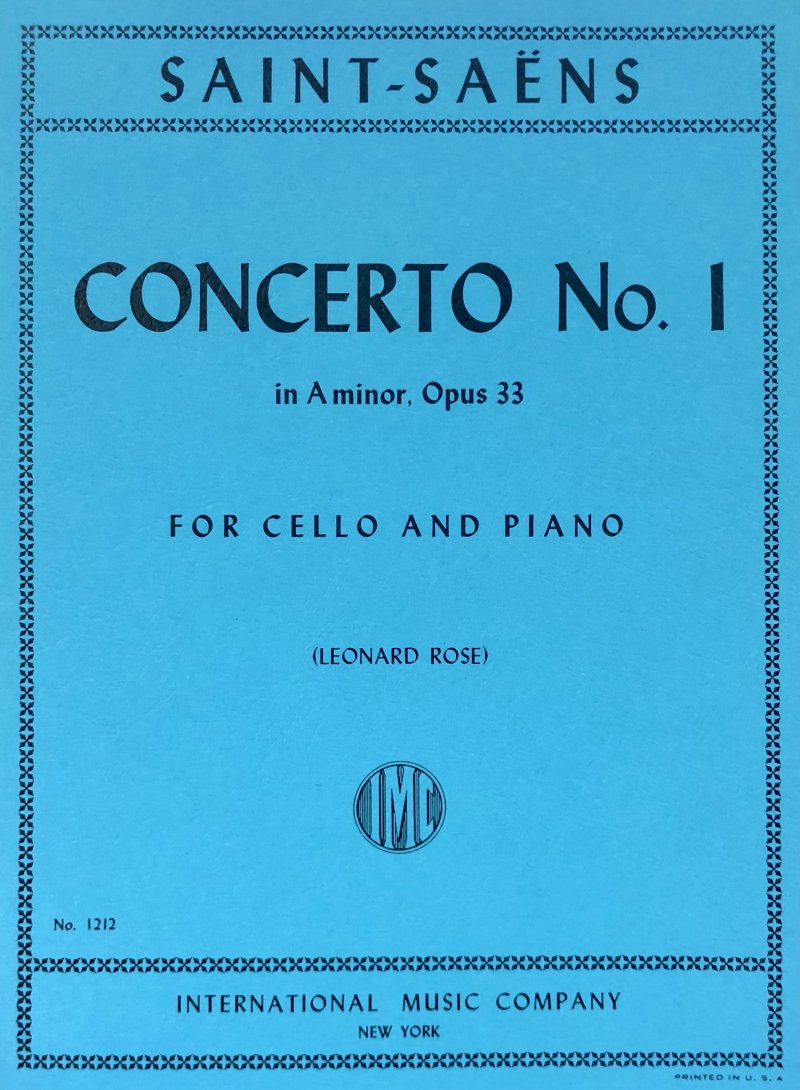 Saint-Saens - Concerto No 1 Op 33 a Min Cello/piano Ed Rose