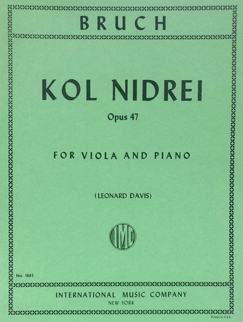 Kol Nidrei Op 47 Orig for Vc Arr Davis Vla/pn