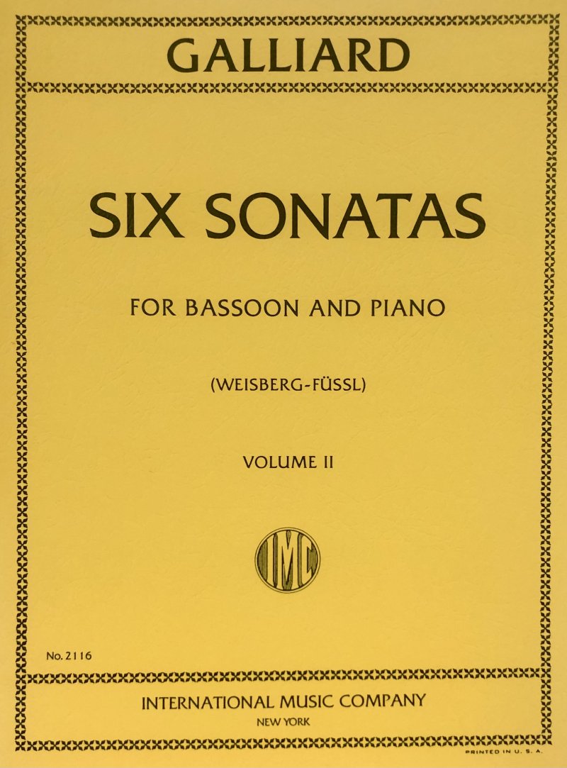Galliard - 6 Sonatas Vol 2 Bassoon/piano Ed Weisberg
