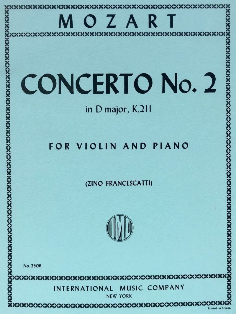 Mozart - Concerto No 2 D K 211 Violin/piano Ed Francescatti