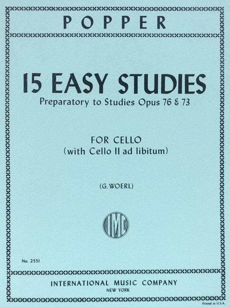 Popper - 15 Easy Studies Preparatory to Op 73 & 76 Cello