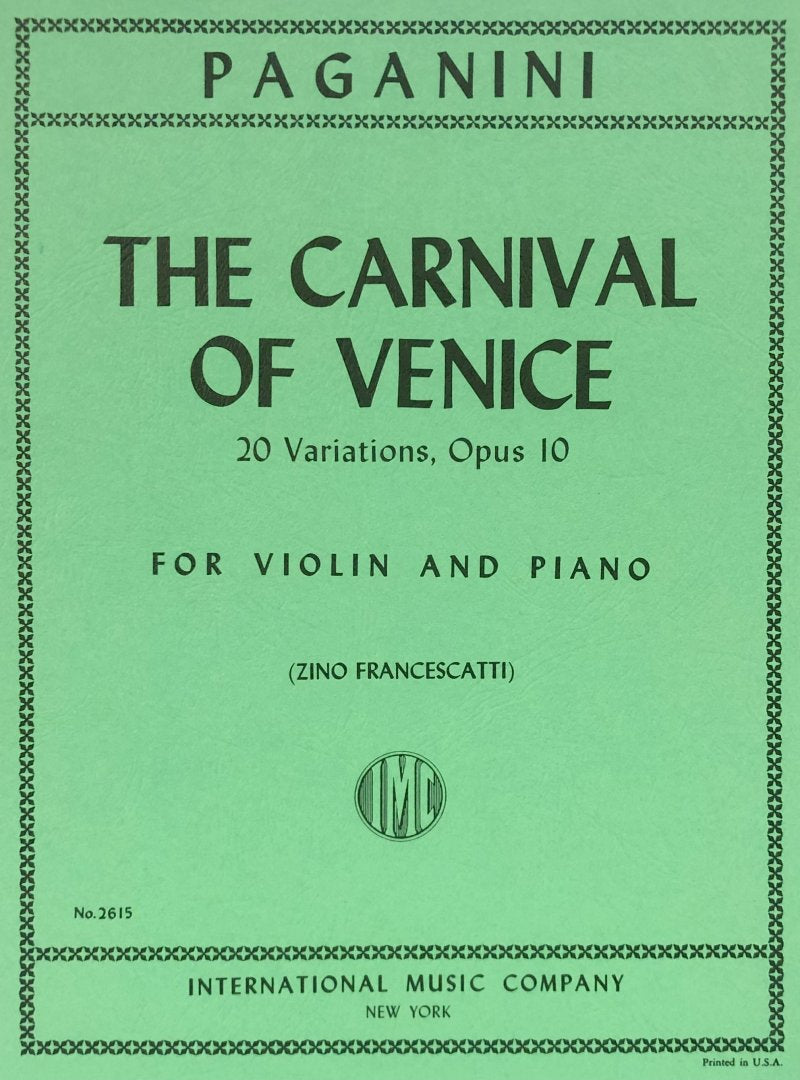 Carnival of Venice Variations 20 Op 10 Vln/pn