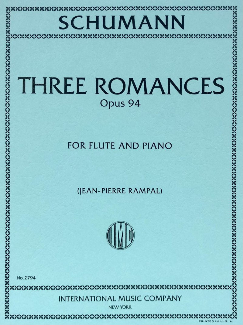 SCHUMANN - 3 ROMANCES OP 94 FLUTE/PIANO ARR RAMPAL