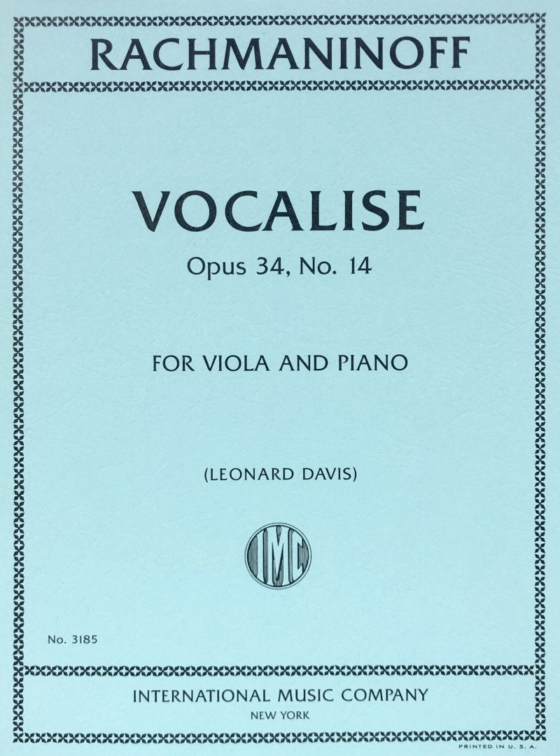 Rachmaninoff - Vocalise Op 34 No 14 for Viola/piano
