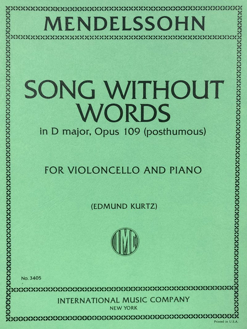 Song Without Words D Major Op 109 Post Cello/piano
