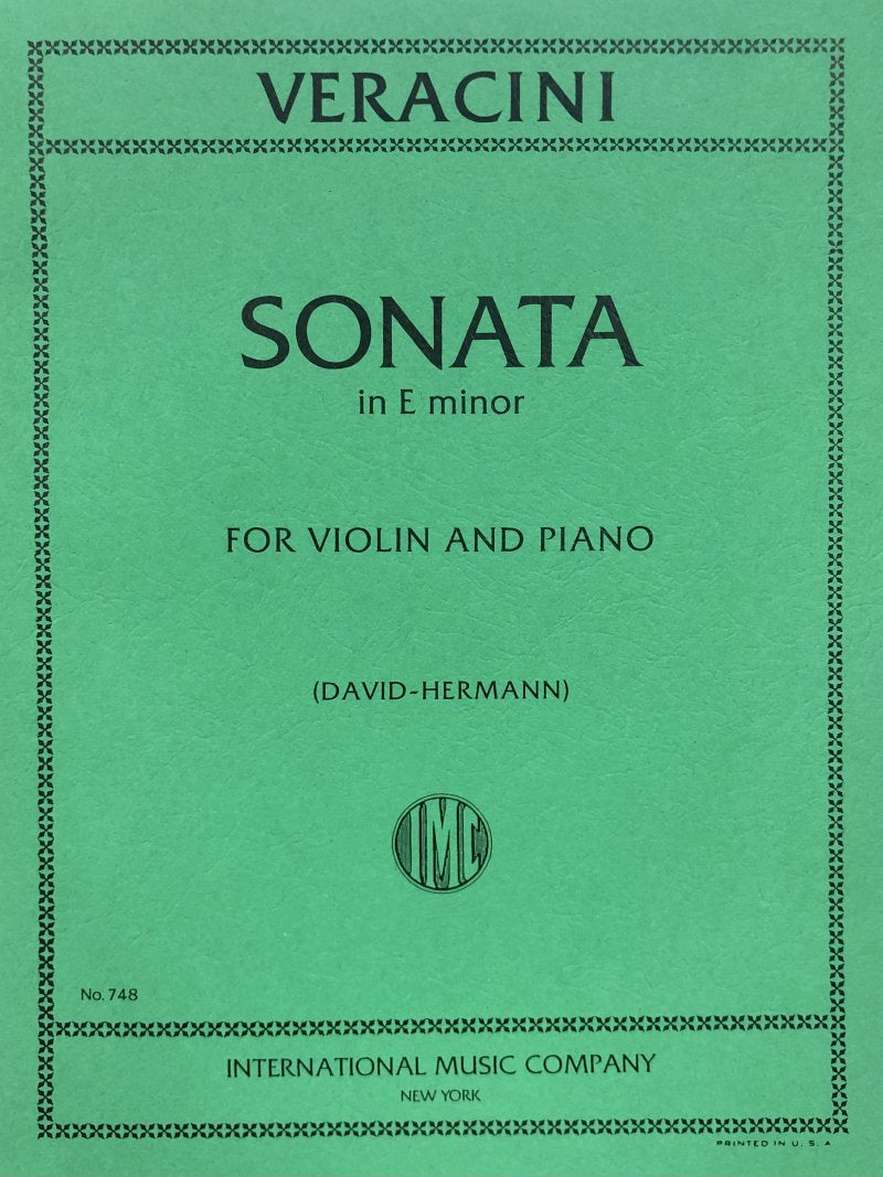Veracini - Sonata Op 2 No 8 E Minor Violin/piano Ed David