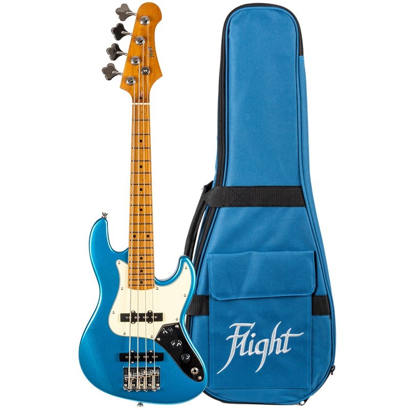 Flight Mini Jb Lpb Bass Ukulele Solid Body Metallic Blue