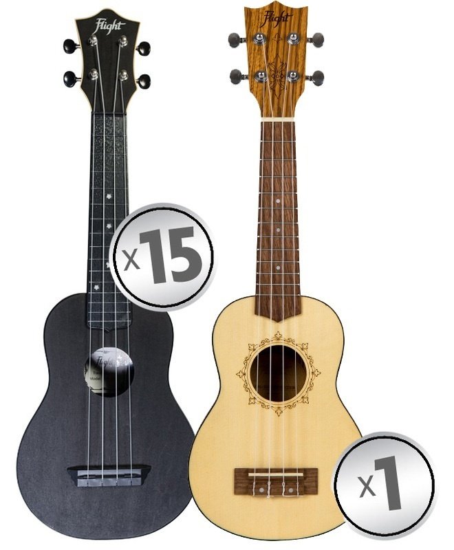 Flight Abs Travel Ukulele Black Class Set