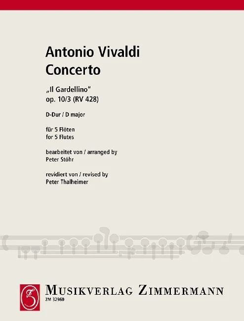 Concerto D Major Op 10/3 Rv 428 Il Gardellin for 5 Flutes