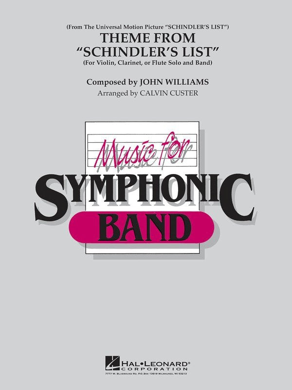 Schindlers List Violin Clarinet or Flute Solo Cb4 Sc/pts