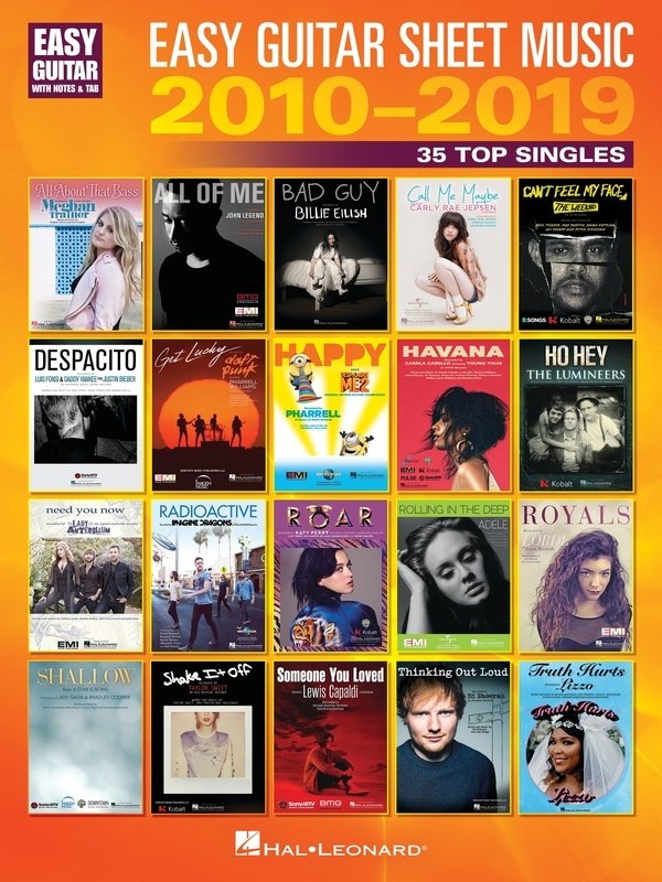 EASY GUITAR SHEET MUSIC 2010-2019 NOTES/TAB
