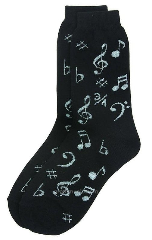 Socks Notes Black and Silver Womens