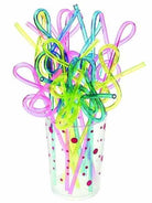 PLASTIC STRAWS ASSORTED COLOURS TREBLE CLEF PACK OF 12