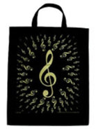 Extra Large Totebag Bursting Treble Clefs Black
