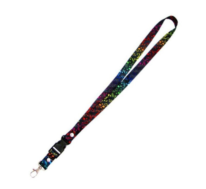 Black Lanyard With Multi Colored Music Notes