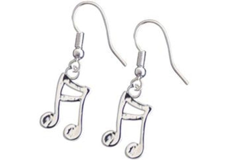 Beamed Semi Quaver Note Silver Earrings