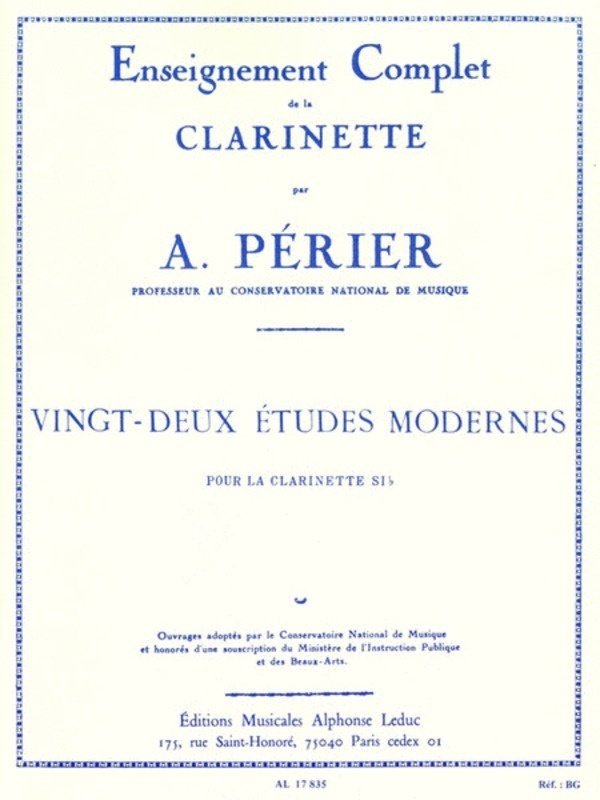 Perier - 22 Modern Studies for Solo Clarinet