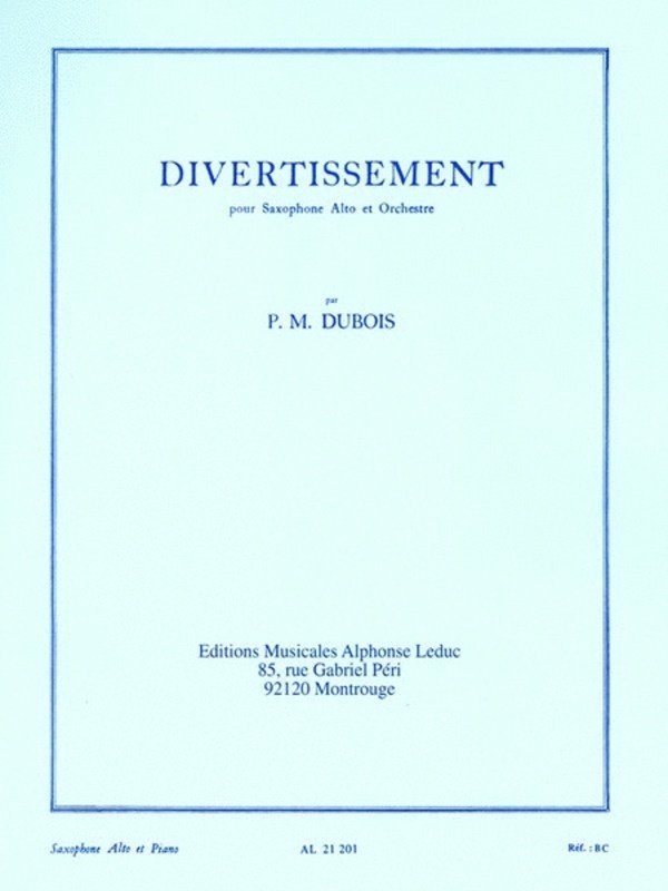 Dubois - Divertissement for Alto Sax/piano
