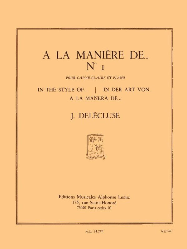 Delecluse - a La Maniere De No 1 Snare Drum/piano