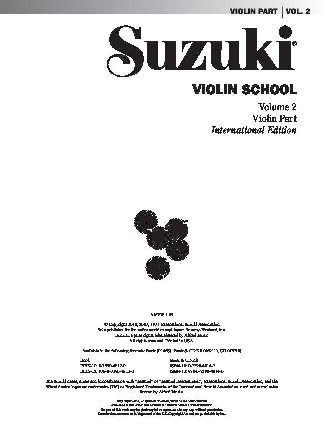 SUZUKI VIOLIN SCHOOL VOL 2 VIOLIN PART
