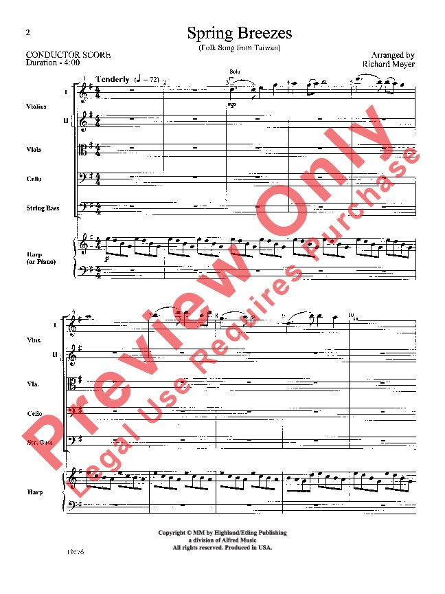Spring Breezes for String Orchestra So2 Sc/pts