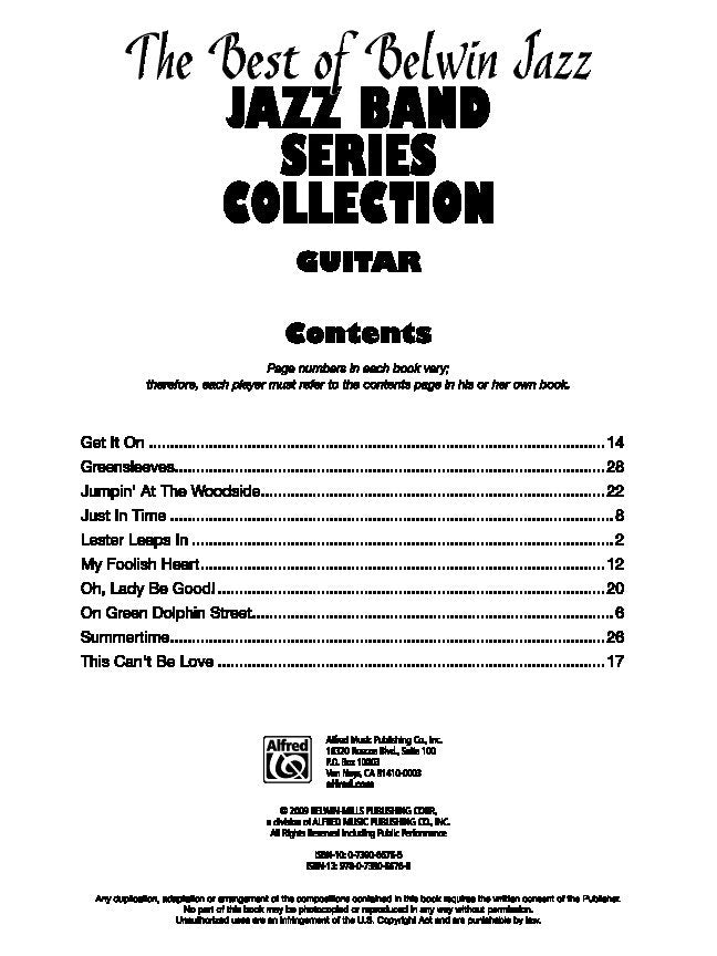 Best of Belwin Jazz Jazz Band Collection Guitar