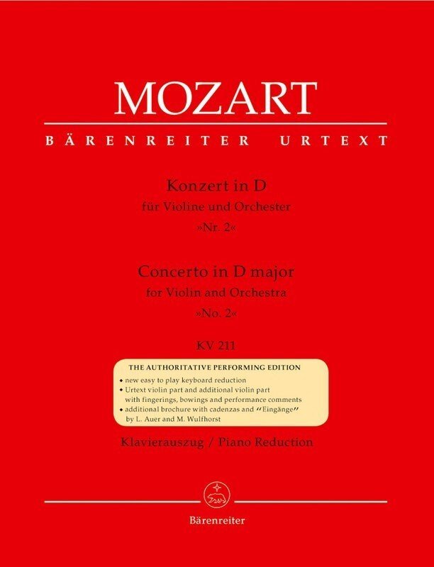 Mozart - Concerto No 2 D K 211 Violin/piano Urtext