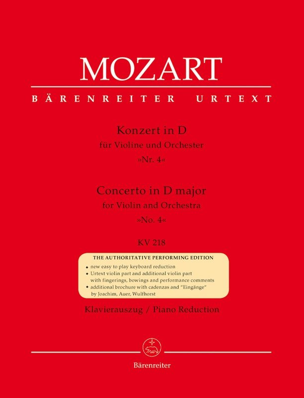 Mozart - Concerto No 4 D Major K 218 for Violin/piano