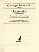 Sammartini - Concerto F Descant Rec/strings Parts