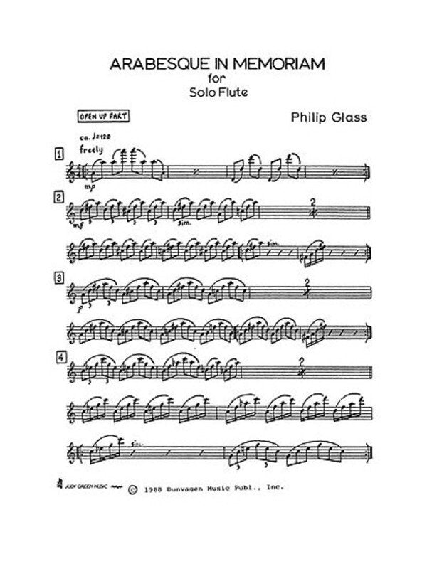 Glass - Arabesque in Memoriam for Solo Flute