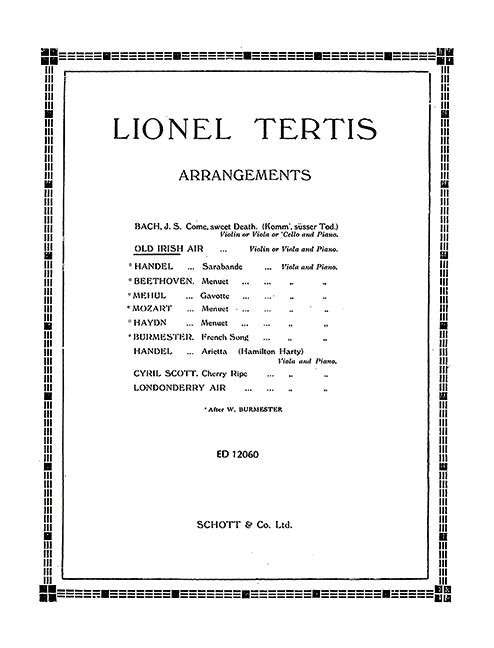 Tertis - Old Irish Air Violin or Viola/piano