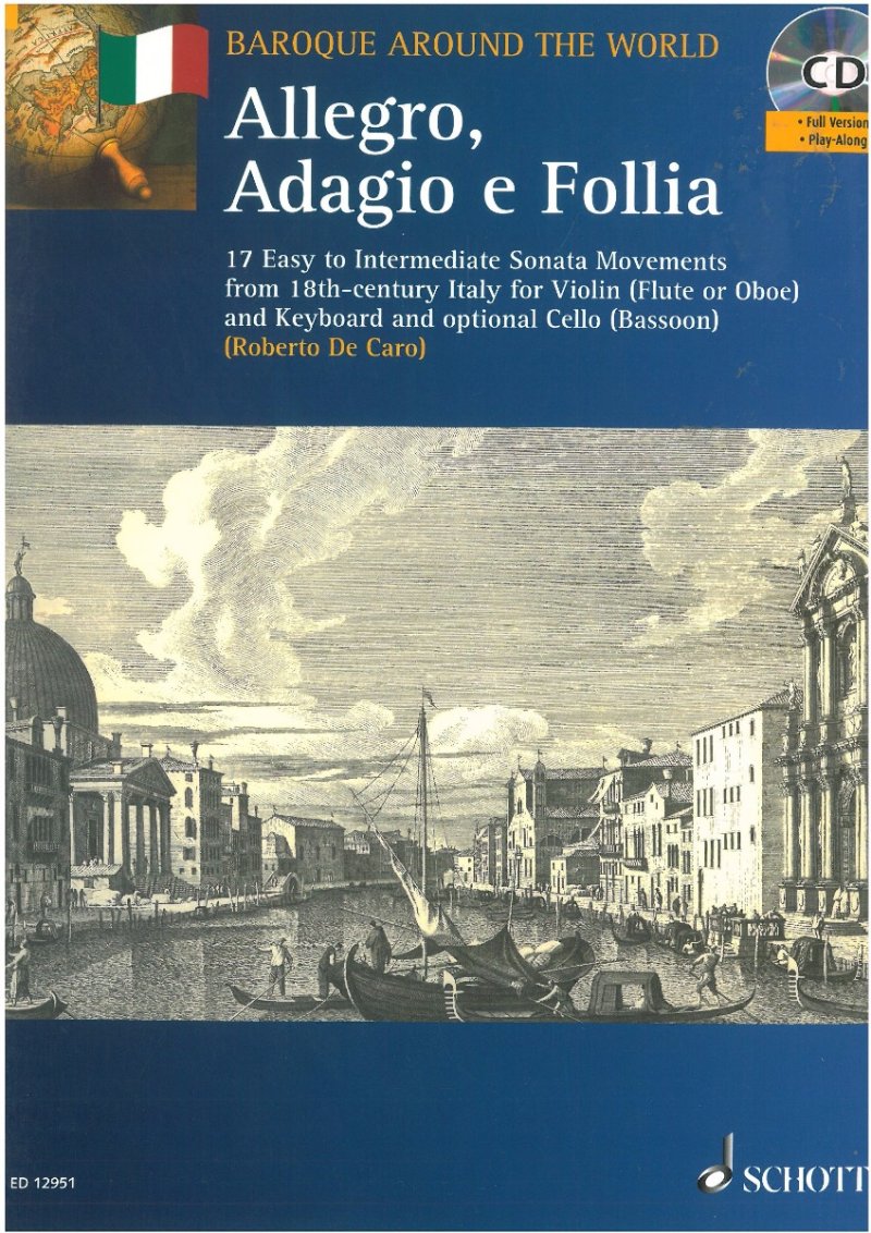 Allegro Adagio E Follia Vln(fl or Ob)/pno Bk/cd