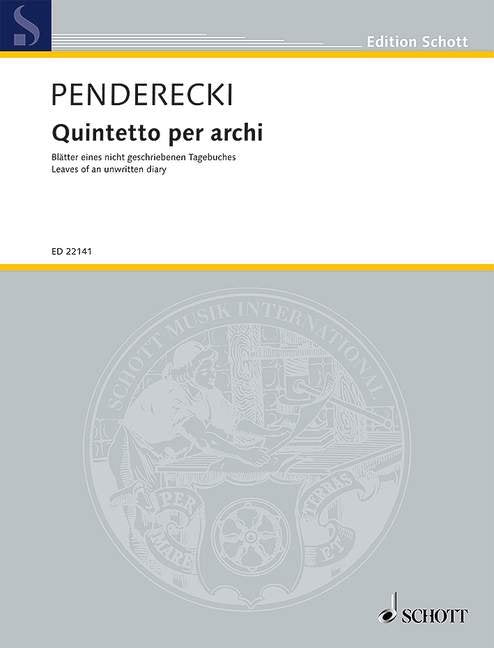 Penderecki - Quintetto Per Archi Sc/pts