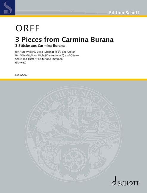 3 Pieces From Carmina Burana Flute/viola/guitar Sc/pts