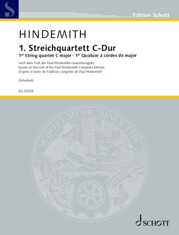 Hindemith - 1st String Quartet C Major Sc/pts